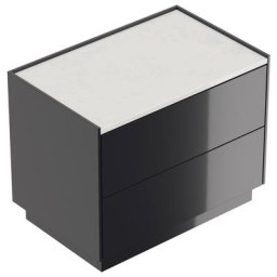 Table chevet Concepto XL 70cm B quartz ac 2 tiroirs Push to Open Graphite brill