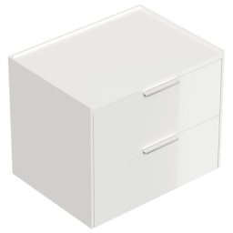 Table de chevet Artem 60cm A avec 2 tiroirs SoftClose Blanc brillant