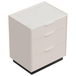 Table de chevet Tamilis 60cm quartz avec und 3 tiroirs SoftClose Creme Graphite