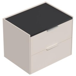 Table de chevet Artem 60cm A avec 2 tiroirs SoftClose Creme Graphite