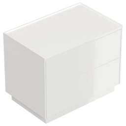 Table de chevet Concepto XL 70cm B avec 2 tiroirs Push to Open Blanc brillant