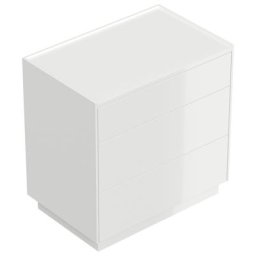 Table de chevet Lux XL 70cm avec 3 tiroirs Push to Open Blanc brillant