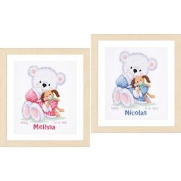 Tableau de naissance à broder ""ourson