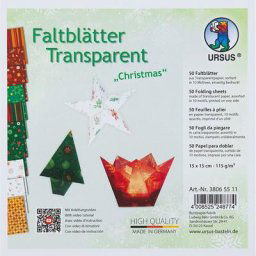 Papier à plier transparent ""Noël"", 15 x 15 cm, 50 feuilles