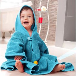 buttinette Poncho de bain à broder, turquoise, 55 x 71 cm