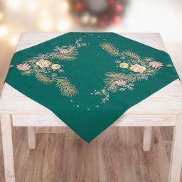 Nappe à broder ""roses de Noël