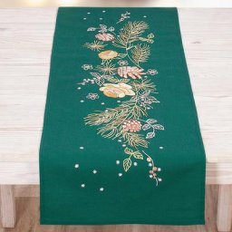 Chemin de table à broder ""roses de Noël