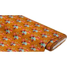 Albstoffe Tissu jersey en coton bio ""Kidswear - Sally's House"", moutarde/multicolore