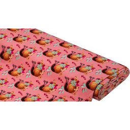 Albstoffe Tissu jersey en coton bio ""Kidswear - Sally the Snail"", rose/multicolore