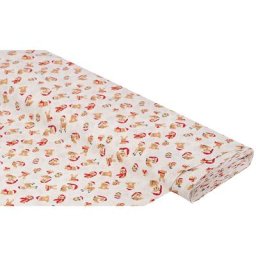 Tissu coton ""animaux de Noël"", blanc/multicolore, de la série ""Mona