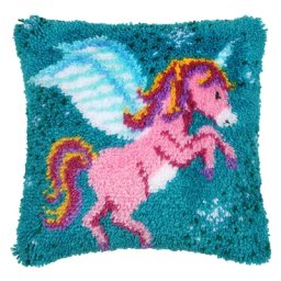 Devant de coussin au point noué ""licorne