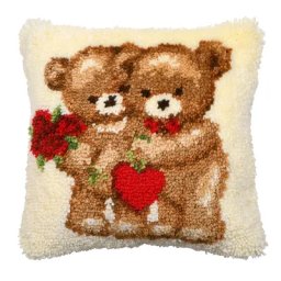 Devant de coussin au point noué ""2 oursons