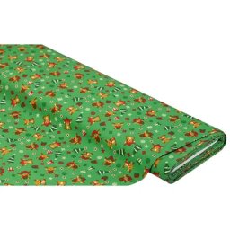 Tissu coton "" bébé rennes"", vert/multicolore, de la série ""Mona
