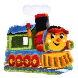 Tapis au point noué ""locomotive"", 70 x 73 cm