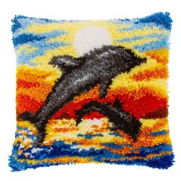 Devant de coussin au point noué ""dauphin