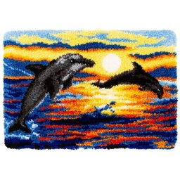 Tapis au point noué ""dauphins"", 74,5 x 50 cm