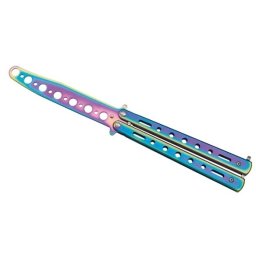Couteau papillon balisong 22,2cm rainbow entrainement