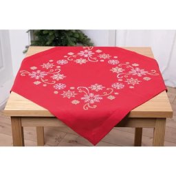 Nappe à broder ""flocons"", rouge
