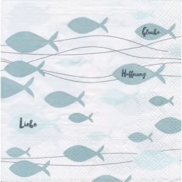 Serviettes en papier ""banc de poissons"", vert, 3 x 33 cm, 20 pièces
