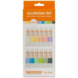 buttinette Set de peintures acryliques ""tons pastels"", 12 x 12 ml