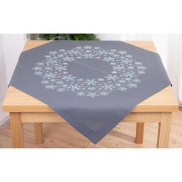 Nappe à broder ""flocons"", argenté/turquoise