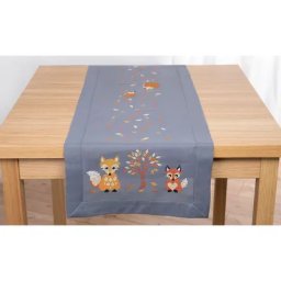 Chemin de table à broder ""renard et hérisson