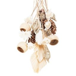 Décoration funéraire bouquet séché, blanc/écru