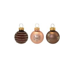 Boules de Noël en verre, marron/crème, 3 cm Ø, 9 pièces