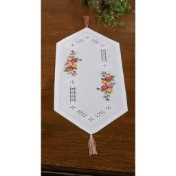 Kit Hardanger – Chemin de table ""roses