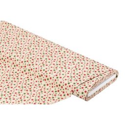 Tissu coton ""étoiles"", crème/rouge/vert, de la série ""Mona