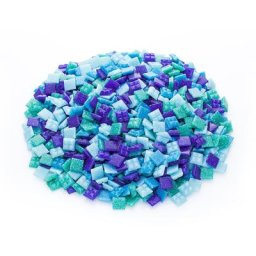 Tesselles en verre, tons bleus, 10 x 10 mm, 750 g