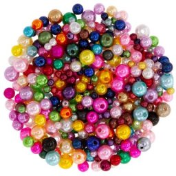 Perles de cire acrylique, mutlicolore, 4-8 mm Ø, 60 g