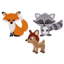 buttinette Écussons ""animaux de la forêt"", dim. : 2,8-6 cm, set de 3 pièces