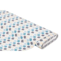 Tissu coton ""fleurs graphiques"", blanc/bleu/crème, de la série ""Mona