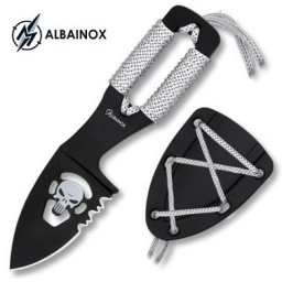 Couteau tactique 13cm full tang + étui port au cou