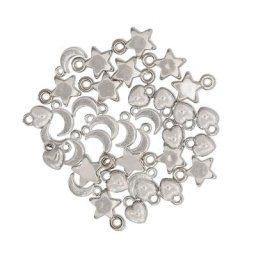 Mini pendentifs, argenté, 5–11 mm, 36 pièces