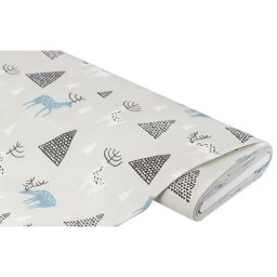 Tissu de décoration ""Noël scandinave"", gris clair/multicolore, de la série ""Lorena