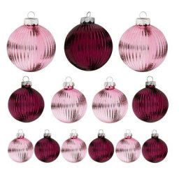 Boules de Noël en verre, 4 cm, 6 cm, 8 cm Ø, 13 pièces