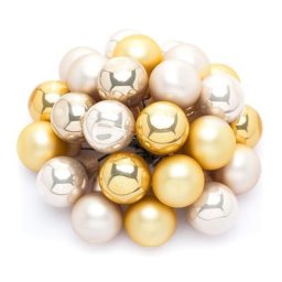 Boules de Noël sur fil métallique, crème/or