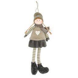 Figurine de fille en feutrine, gris/blanc, dimension : 40 cm