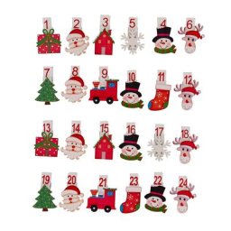 Chiffres pour calendrier de l'Avent ""Noël enfantin"", en bois, avec pinces, 4,5 cm