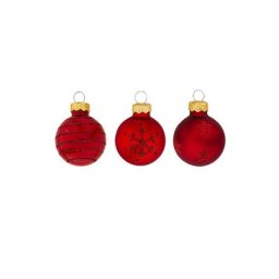 Boules de Noël en verre, marsala, 3 cm Ø, 9 pièces