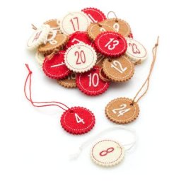 Chiffres pour calendrier de l'Avent, rouge/marron/crème