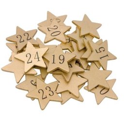 Chiffres pour calendrier de l'Avent ""étoiles"", doré