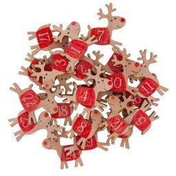 Chiffres pour calendrier de l'Avent ""renne"" en bois, 4 cm