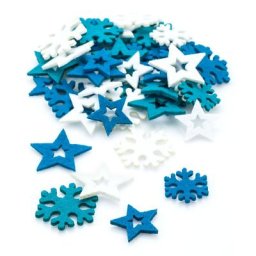 Confettis de table ""étoiles et flocons de neige"", 3–4 cm, 72 pièces