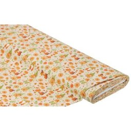 Tissu coton ""lutin tournesol"", crème/multicolore, de la série ""Mona