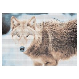 Kit broderie diamant ""loup"", 34 x 24 cm
