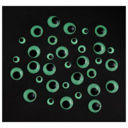 Yeux mobiles ""Glow in the dark"", 10–20 mm Ø, 40 pièces