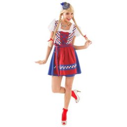 Robe tyrolienne, bleu/rouge